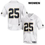 Notre Dame Fighting Irish Women's John Mahoney #25 White Under Armour No Name Authentic Stitched College NCAA Football Jersey ZBH6699TI